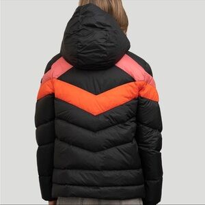 Diesel Black Puffer Jacket with Pink and Orange Details